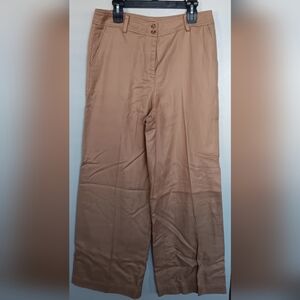 Talbots Women's Wide Leg Cafe Tencel Linen Cotton Spandex  Trousers Sz 10